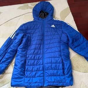 Adidas Kids Youth Large Royal Blue Hooded Puffer Coat